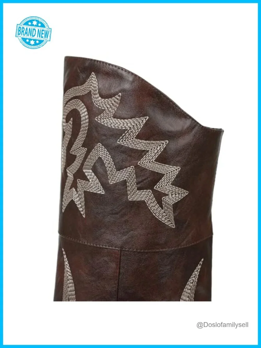 Over the Knee Boots Pointed Toe Chunky Heel Embroidered Western Boot PU